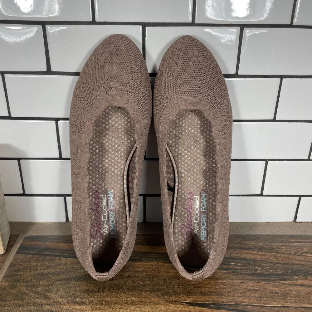 Skechers Cleo 2.0 Love Spell Shoes Womens Size 7 Mocha Stretch Fit Ballet Flats